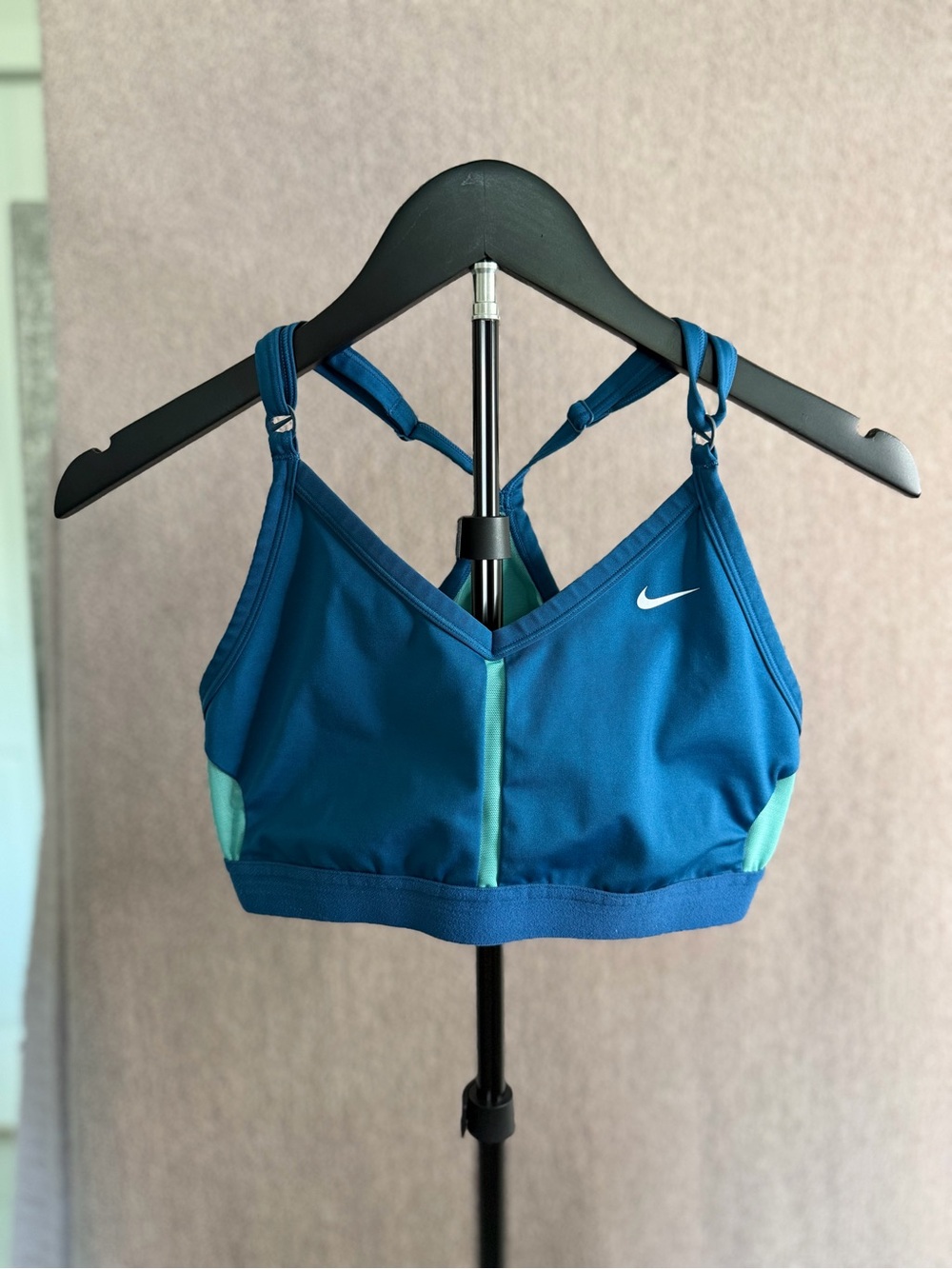 Nike Dri-FIT Sports Bra Large Teal Blue Mint Strappy Racerback